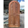 Reclaimed Heavily Carved Iroko Arched Front Door