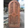 Reclaimed Heavily Carved Iroko Arched Front Door