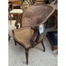 Antique Cane Upholstered Carved Mahogany Chair