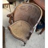 Antique Cane Upholstered Carved Mahogany Chair