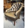 Vintage Chesterfield Style Green Leather Club Chair