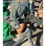 Large Menacing Patinated Copper Jaguar On Branch Statue
