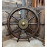 Beautiful Antique Brass & Hardwood Ships Wheel
