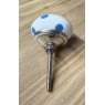 White Ceramic Knob With Blue Polka Dots