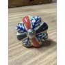 Small Red & Black Painted Ceramic Knob