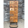 Large Vintage Rustic Metal Bank Of Drawers