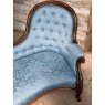 Antique Victorian Blue Upholstered Chaise Lounge Sofa