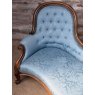 Antique Victorian Blue Upholstered Chaise Lounge Sofa