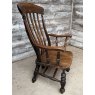 Antique Ash & Elm Victorian Grandfather Chair