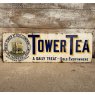 Rare Antique Tower Tea Enamel Sign "A Daily Treat"
