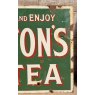 Stunning Antique Liptons Tea Green Enamel Sign
