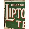 Stunning Antique Liptons Tea Green Enamel Sign