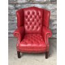 Vintage Wingback Red Leather Chesterfield Armchair