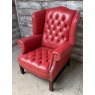 Vintage Wingback Red Leather Chesterfield Armchair