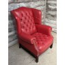 Vintage Wingback Red Leather Chesterfield Armchair