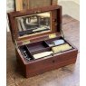 Antique Mahogany Campaign Dressing Box With Mirror