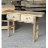 Vintage Rustic Elm Two Drawers Side Table
