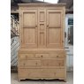 Antique 19thC Stripped Pine Linen Press Wardrobe