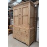 Antique 19thC Stripped Pine Linen Press Wardrobe