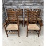 A Set Of 6 Rush Seated Ladder Back Oak Dining Chairs