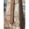 An Unusual Pair Of Iron Mounted Oak Pillar Caps